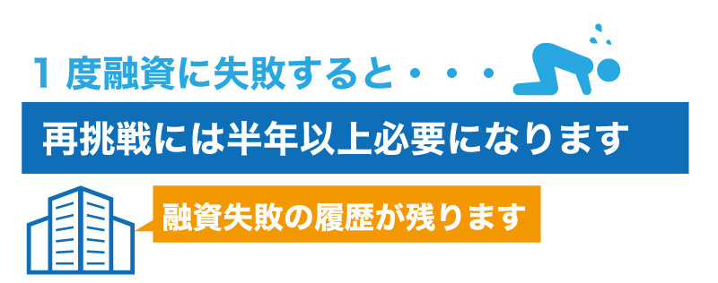 1度融資に失敗すると再挑戦には時間がかかります 1度融資に失敗すると再挑戦には時間がかかります