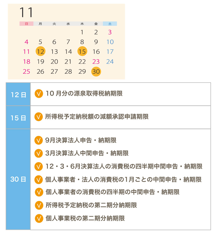 2018年!年間税務スケジュールまとめ