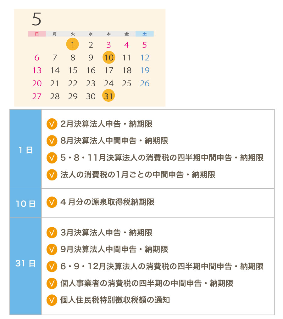 2018年!年間税務スケジュールまとめ
